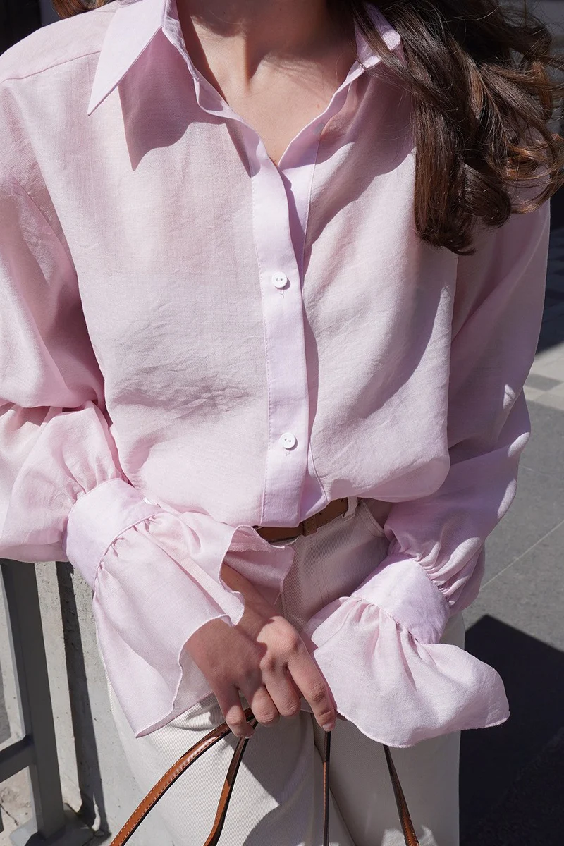 Tencel Loose Long-Sleeve Blouse - Image 5