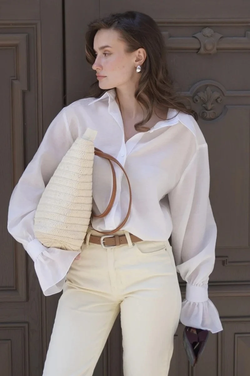 Tencel Loose Long-Sleeve Blouse - Image 8