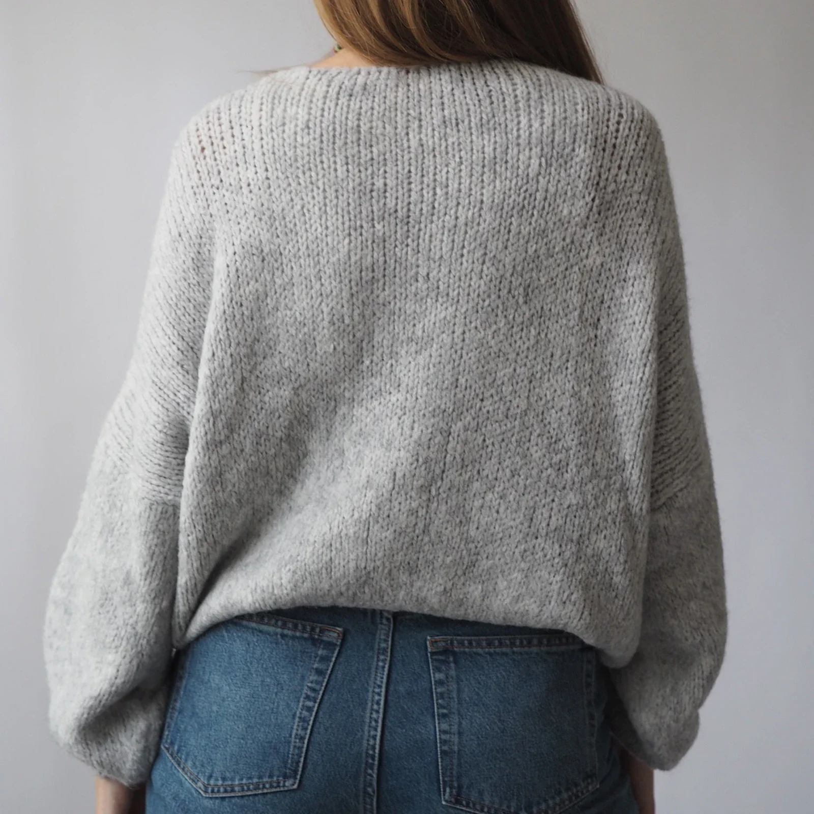 Tie-up V-neck Solid Loose Knit Cardigan - Image 4