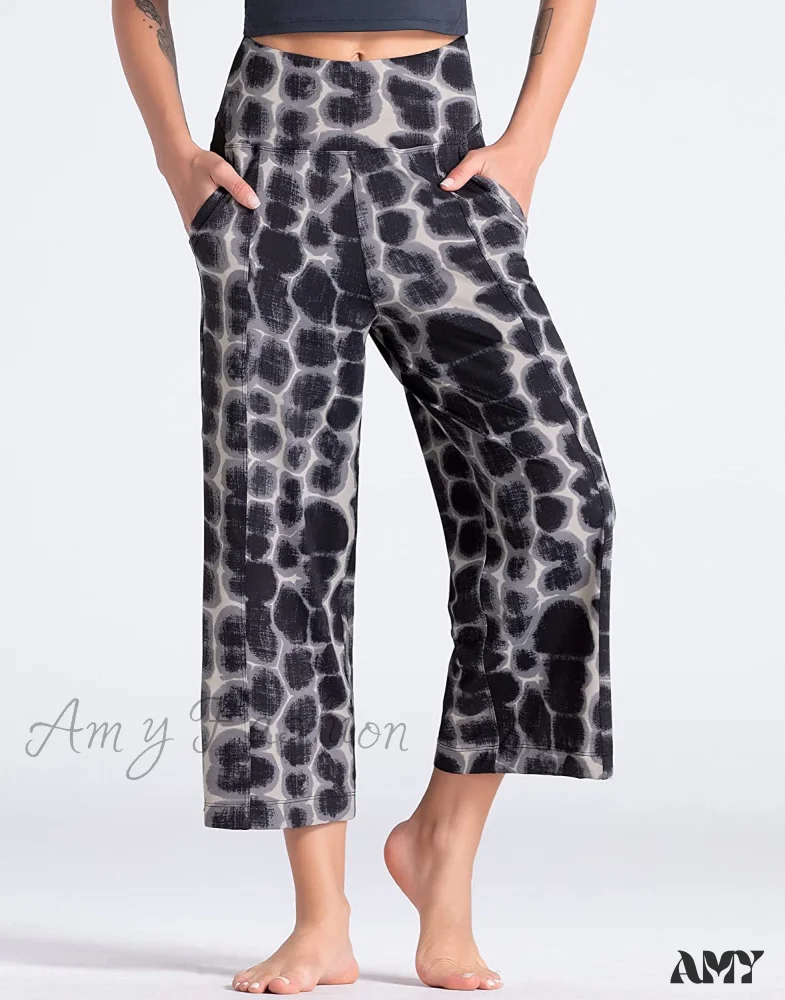 Amy Fashion - Lounge Yoga Capris Pants High Waist Workout Flare Crop Pants - Image 14