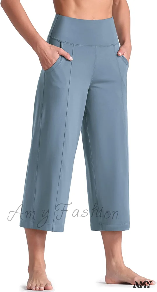 Amy Fashion - Lounge Yoga Capris Pants High Waist Workout Flare Crop Pants - Image 16