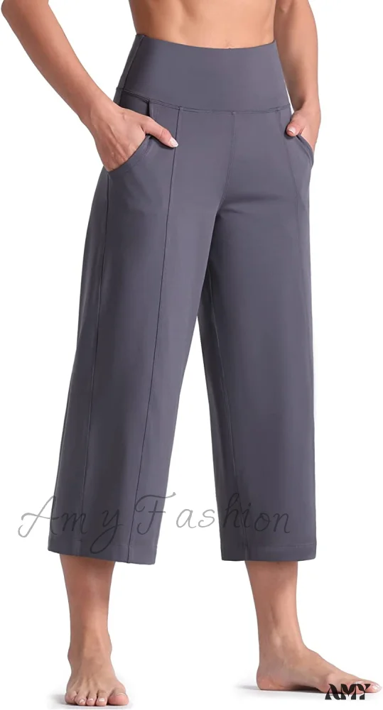 Amy Fashion - Lounge Yoga Capris Pants High Waist Workout Flare Crop Pants - Image 19