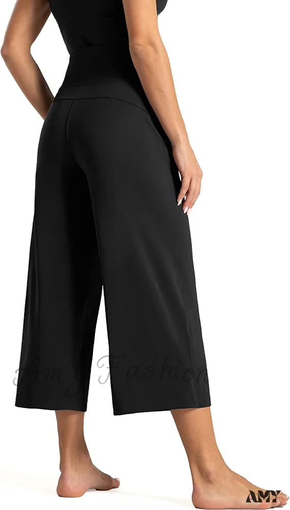Amy Fashion - Lounge Yoga Capris Pants High Waist Workout Flare Crop Pants - Image 4