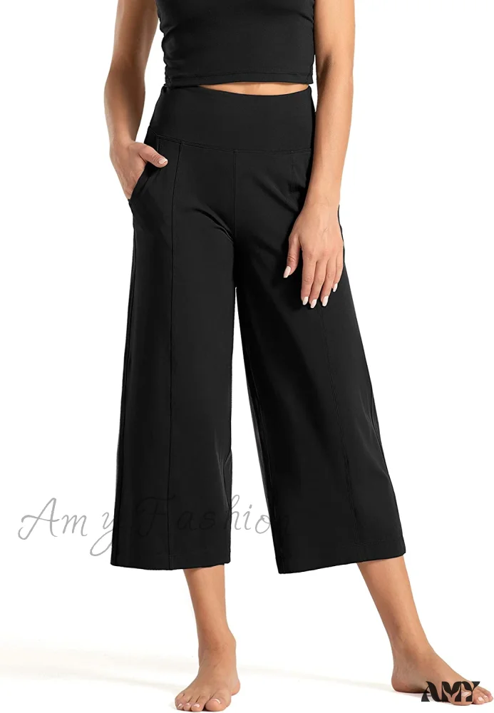 Amy Fashion - Lounge Yoga Capris Pants High Waist Workout Flare Crop Pants - Image 5