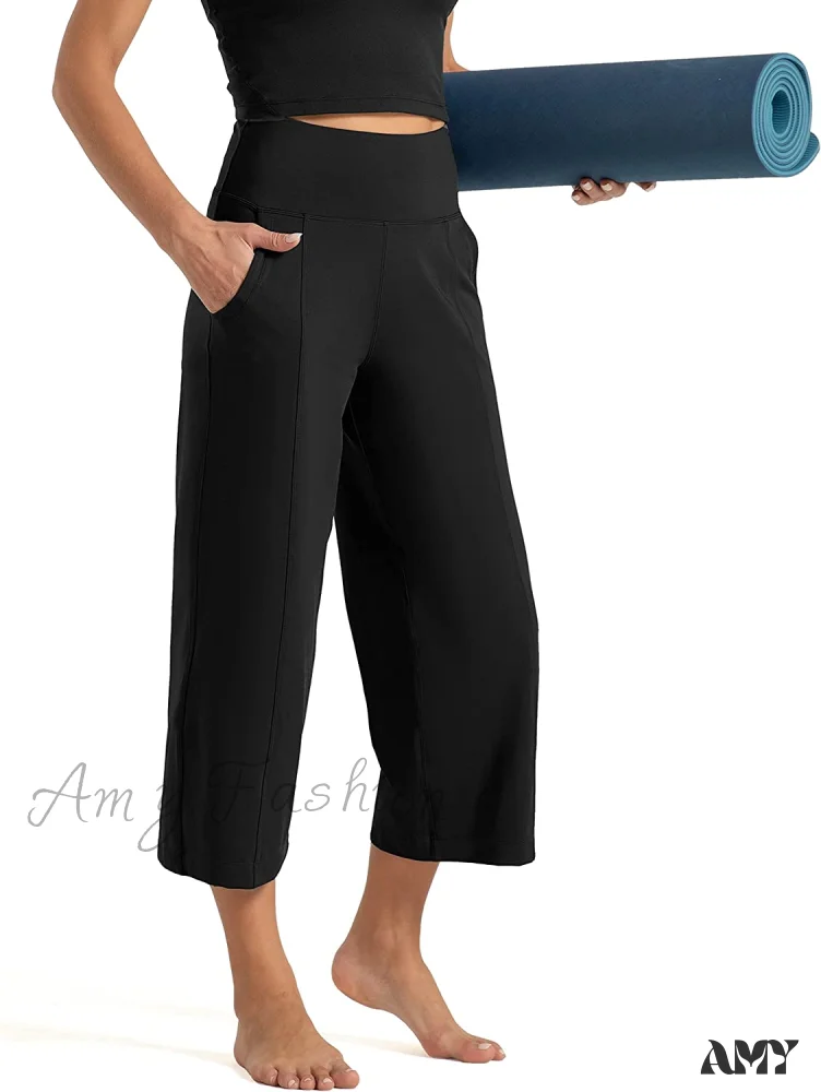 Amy Fashion - Lounge Yoga Capris Pants High Waist Workout Flare Crop Pants - Image 6