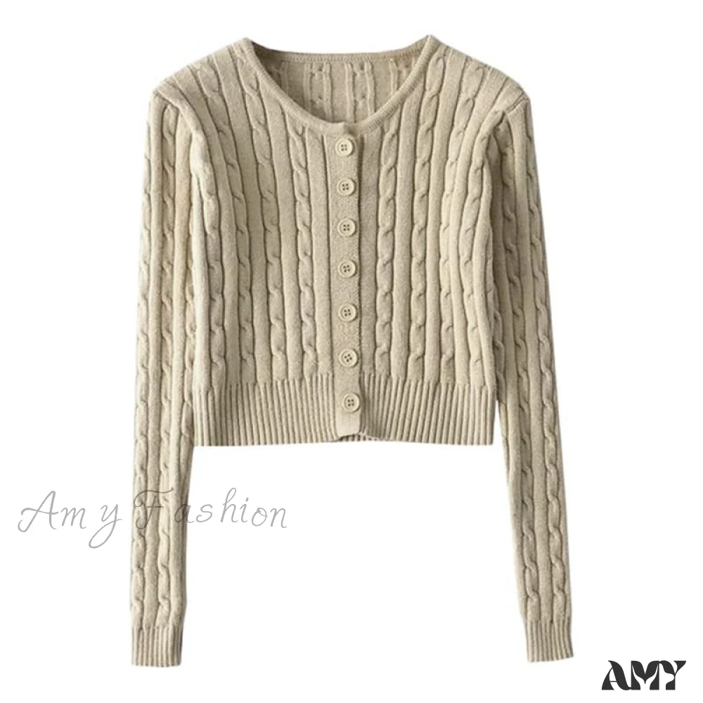 Amy Fashion - Vintage Long Sleeve Slim Knitted Cardigan - Image 8