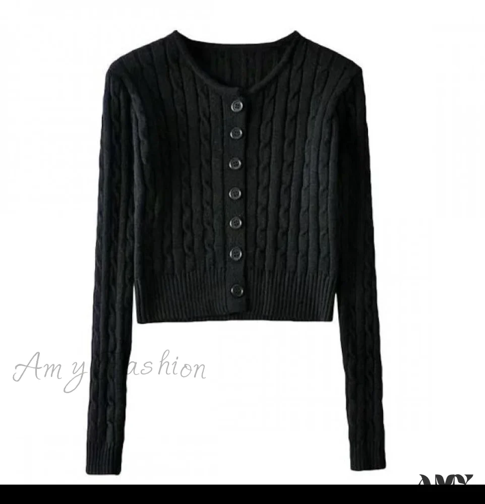 Amy Fashion - Vintage Long Sleeve Slim Knitted Cardigan - Image 9