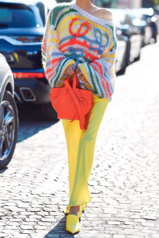 Trendy Color Block Stripe Loose Knit Sweater - Image 6