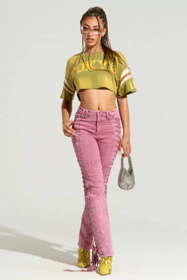 Trendy Drawstring Tie-Waist Stylish Denim Jeans - Image 10
