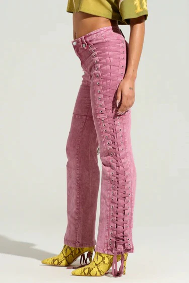 Trendy Drawstring Tie-Waist Stylish Denim Jeans - Image 11