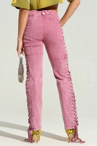 Trendy Drawstring Tie-Waist Stylish Denim Jeans - Image 12