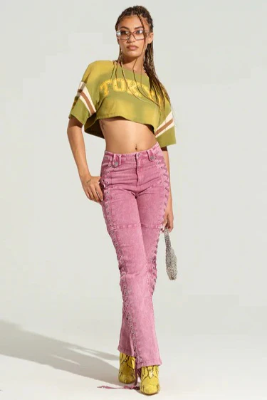Trendy Drawstring Tie-Waist Stylish Denim Jeans - Image 13