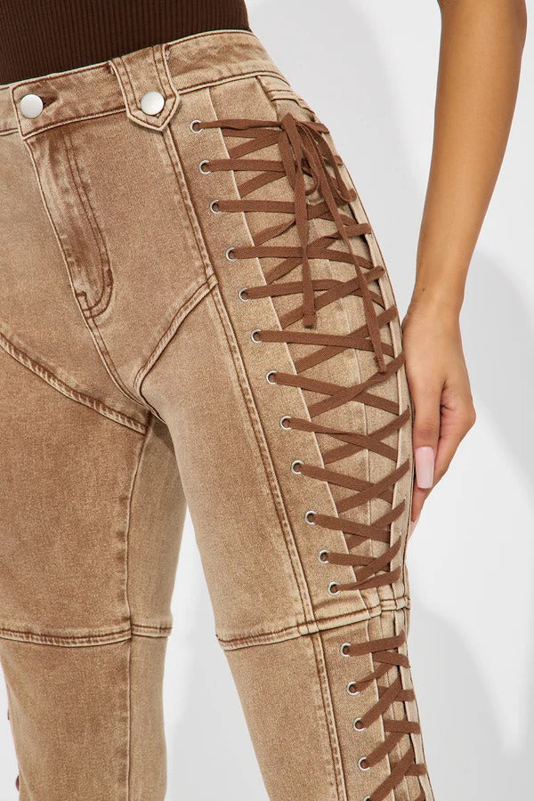 Trendy Drawstring Tie-Waist Stylish Denim Jeans - Image 4