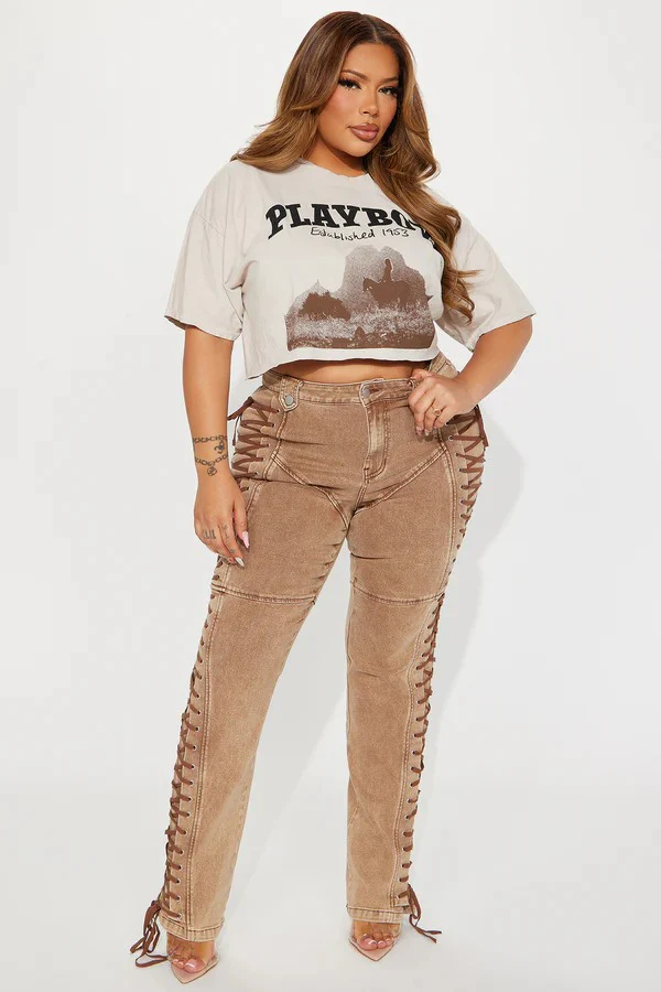 Trendy Drawstring Tie-Waist Stylish Denim Jeans - Image 5