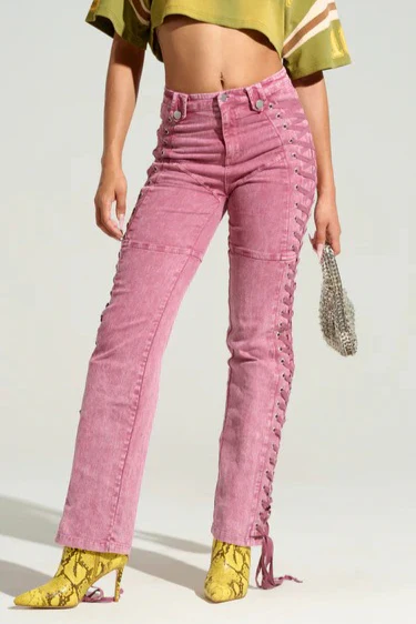 Trendy Drawstring Tie-Waist Stylish Denim Jeans - Image 9