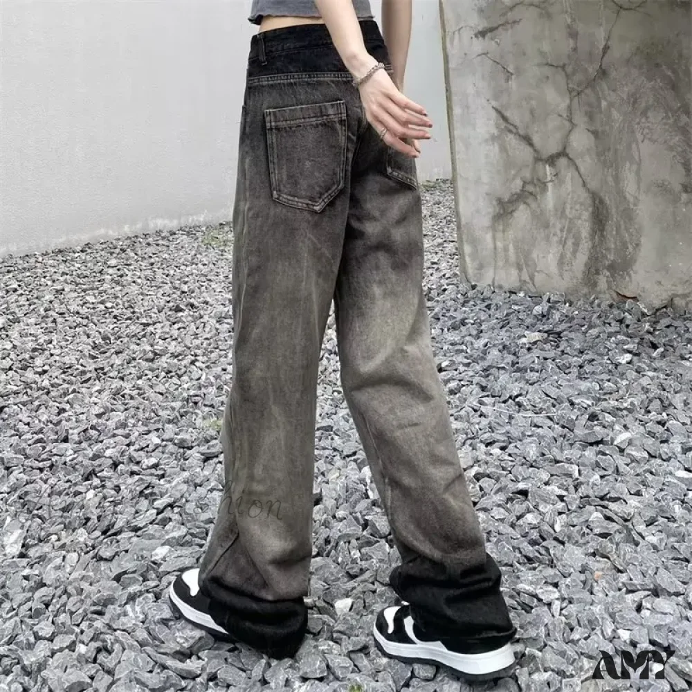 Amy Fashion - Trendy Hong Kong Style Autumn Casual Straight Leg Trendy Brand Natural Waist Jean - Image 6