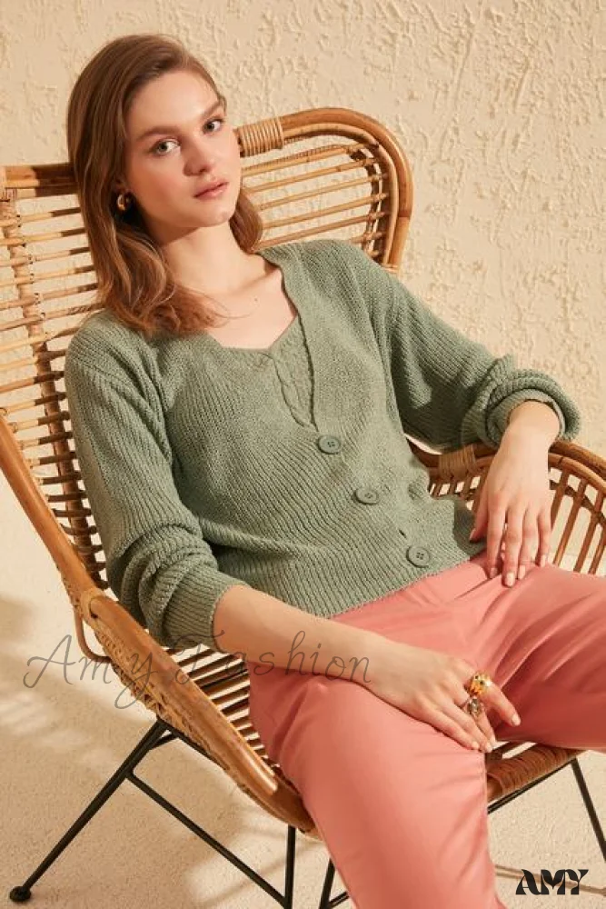 Amy Fashion - Trendyol Button Detail Cardigan - Image 4