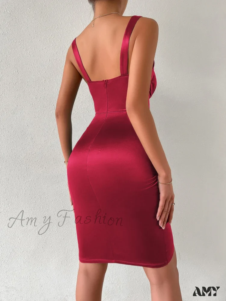 Amy Fashion - Tulip Hem Satin Cami Dress - Image 2