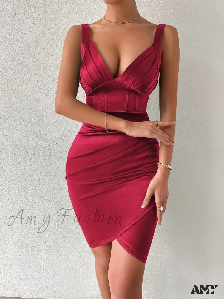 Amy Fashion - Tulip Hem Satin Cami Dress - Image 4