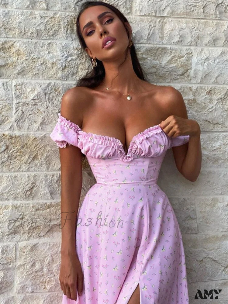 Amy Fashion - V Neck Floral Printed Clubwear Party Sexy Dresses - Image 3