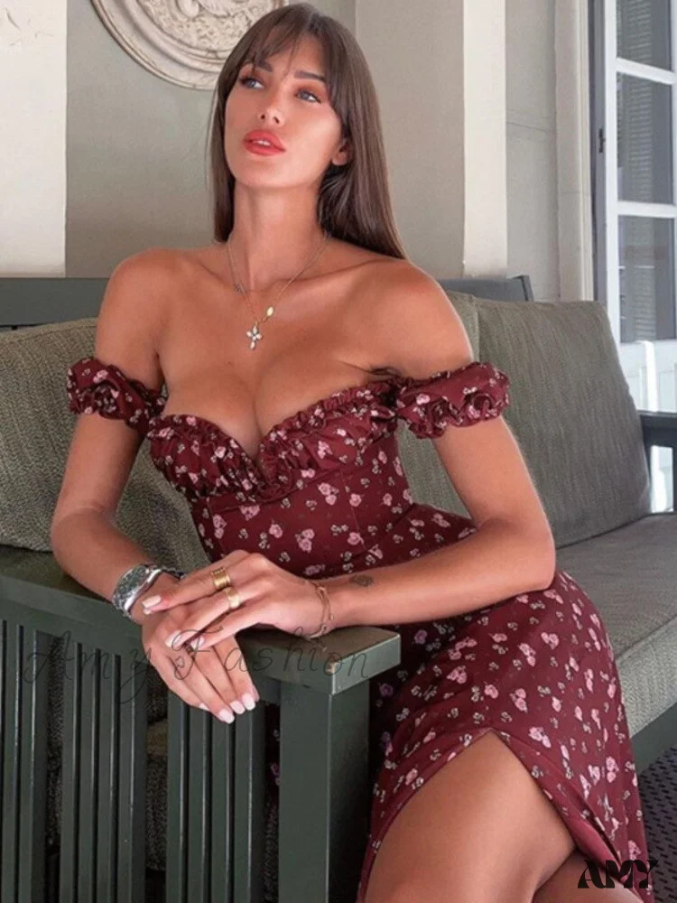 Amy Fashion - V Neck Floral Printed Clubwear Party Sexy Dresses - Image 4