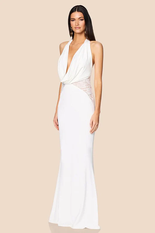 V-Neck Halter Lace Backless Fishtail Party Dress - Image 6