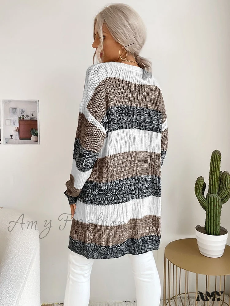 Amy Fashion - V-neck Knitted Sweater Fashion Warm Holiday Cardigan - Image 3