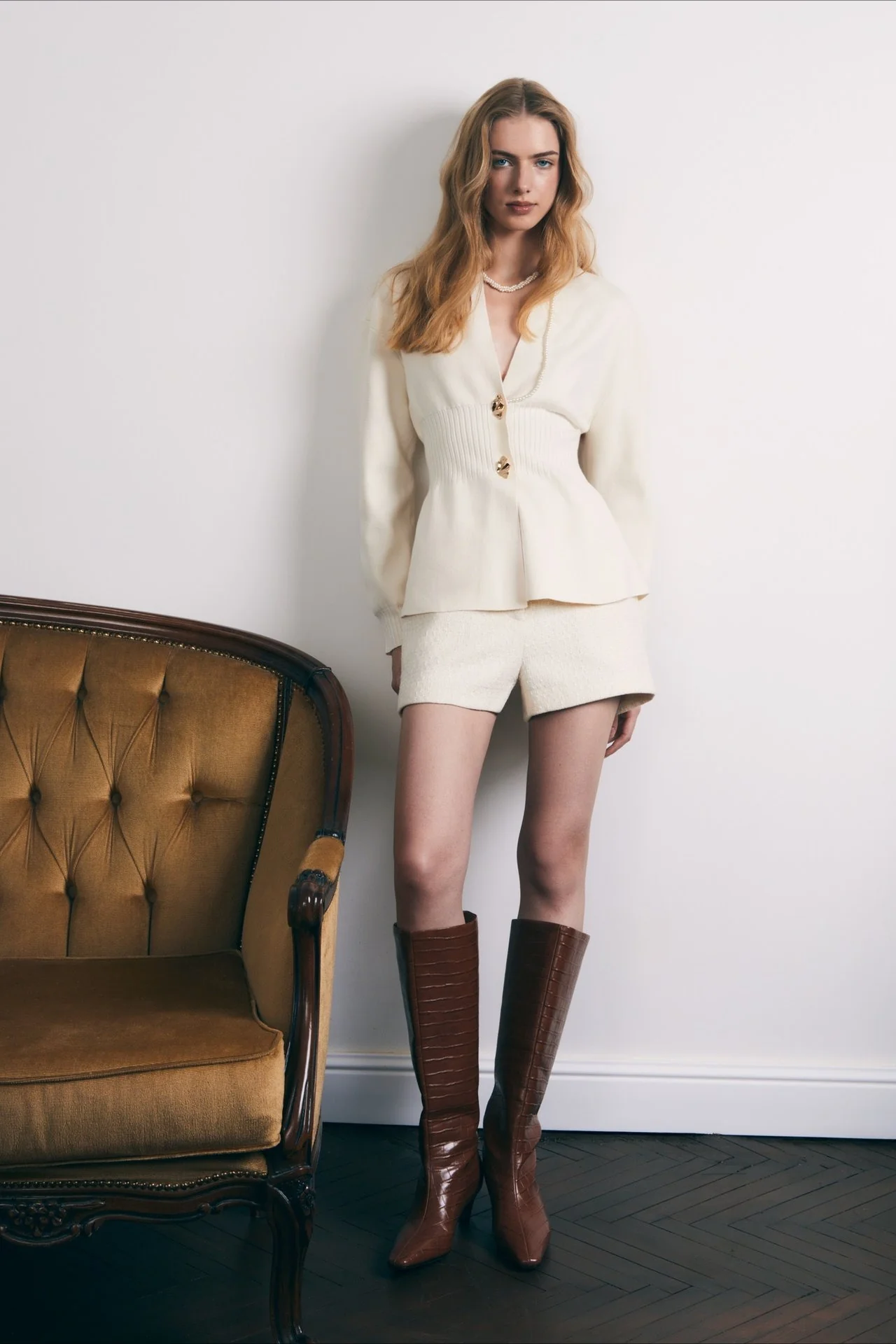 V Neck Long Sleeve Metal Button Split Hem Cardigan - Image 10