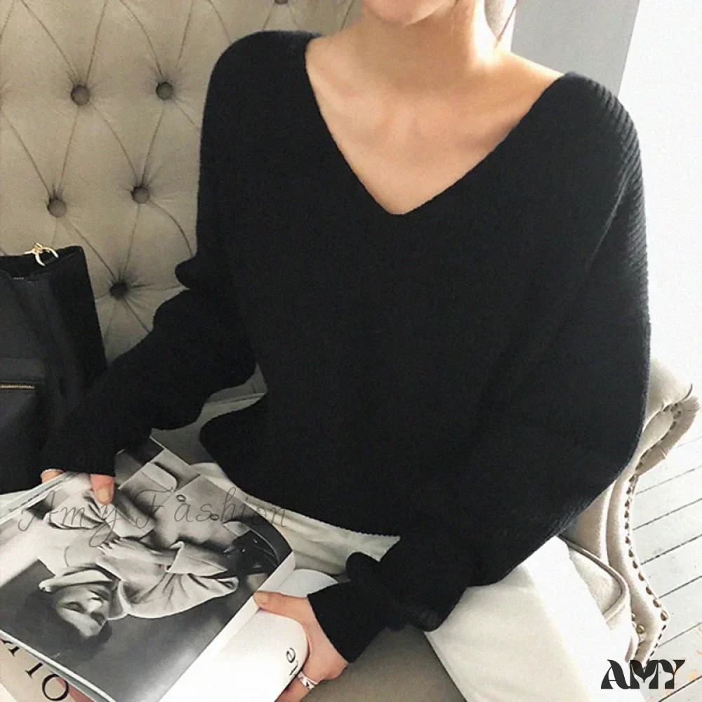 V Neck Women Oversized Knitted Fall 2024 Clothing Pullover Winter Autumn New Fashion Sweater - Image 4