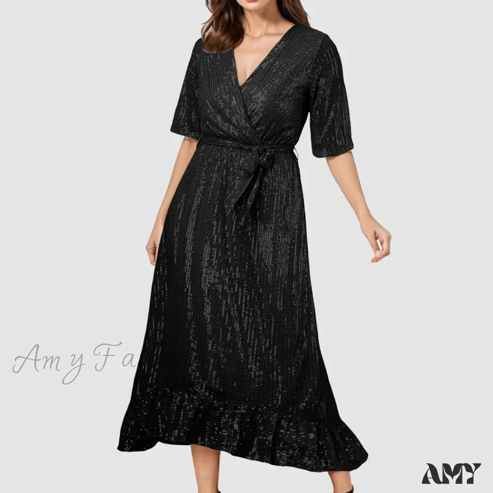 Velvet Elegant V-Neck Slimming Pleated Long Sleeve Wedding Dress - Image 5