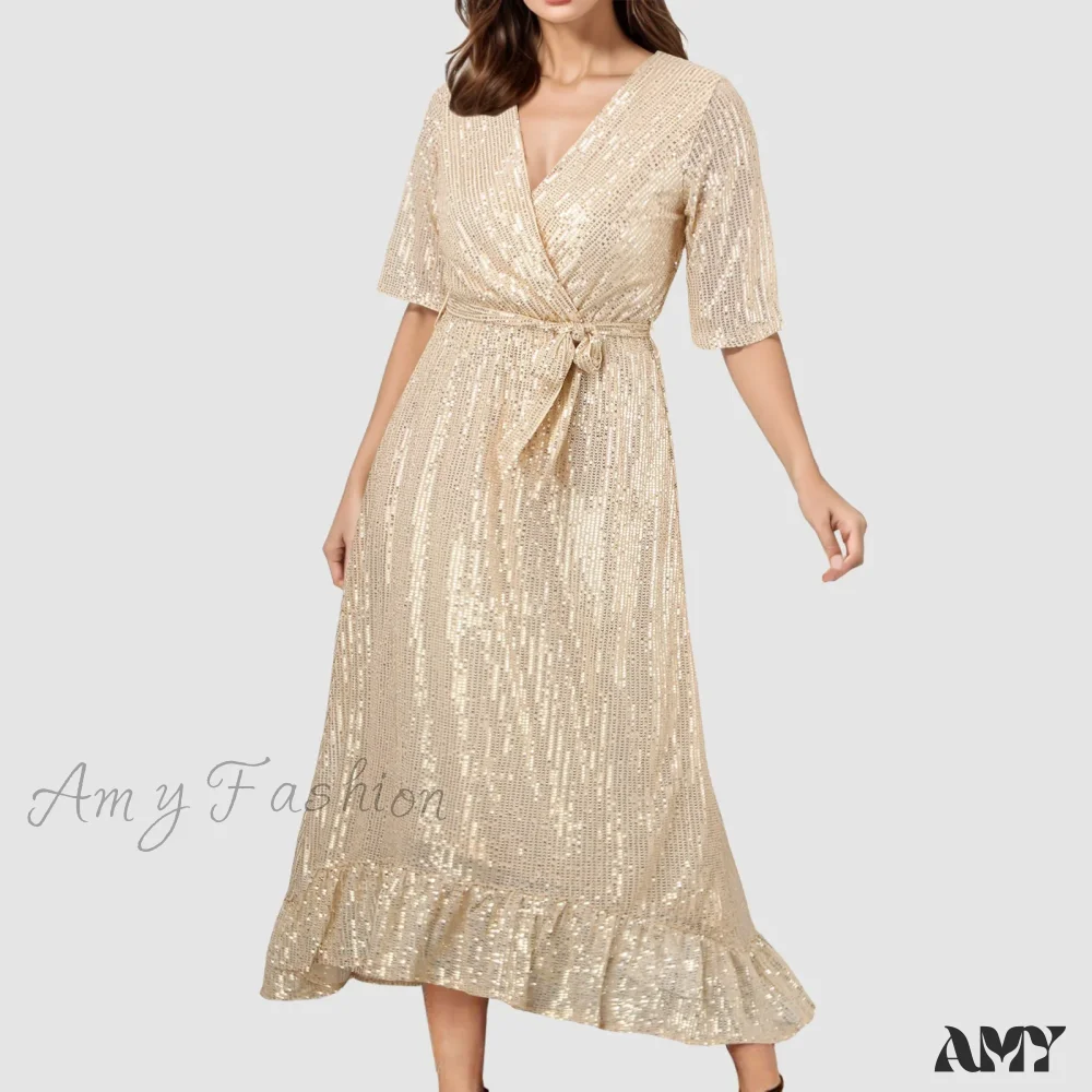 Velvet Elegant V-Neck Slimming Pleated Long Sleeve Wedding Dress - Image 7