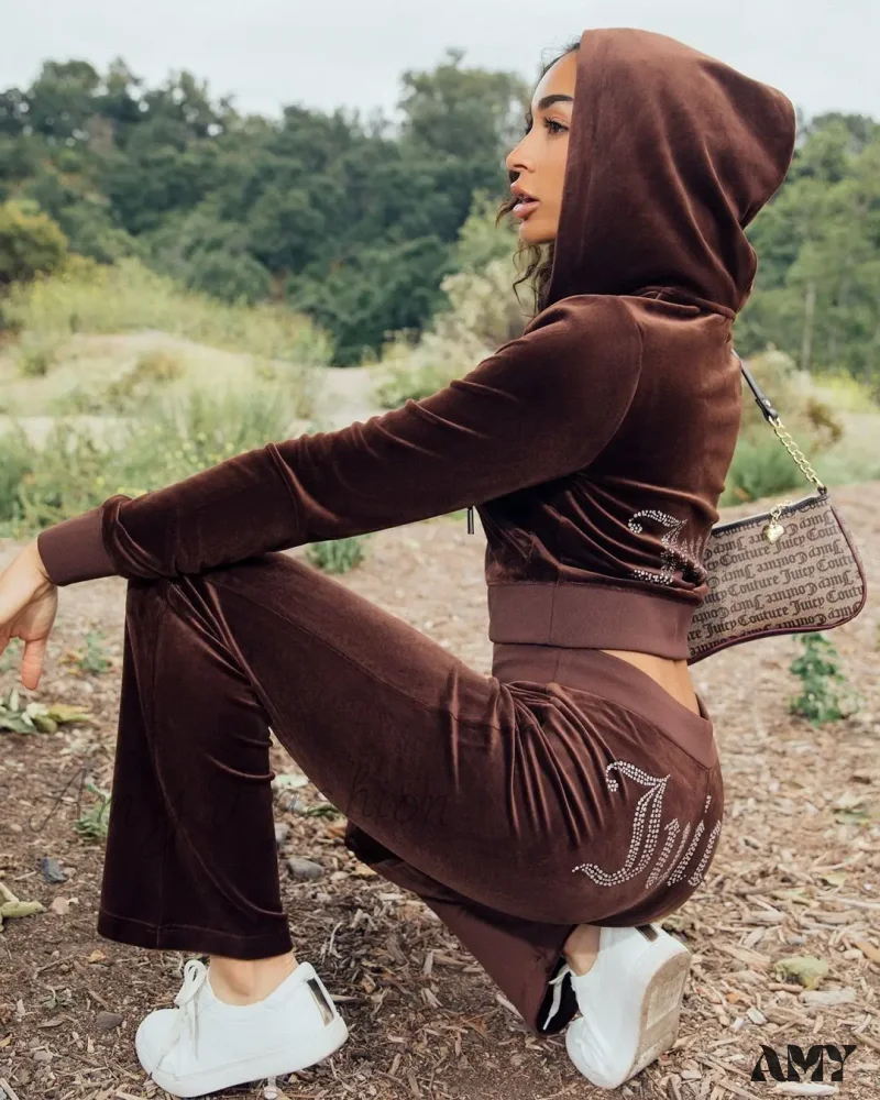 Velvet Rhinestone Stylish Comfortable Trendy Cozy Elegant Y2K Hoodies - Image 2
