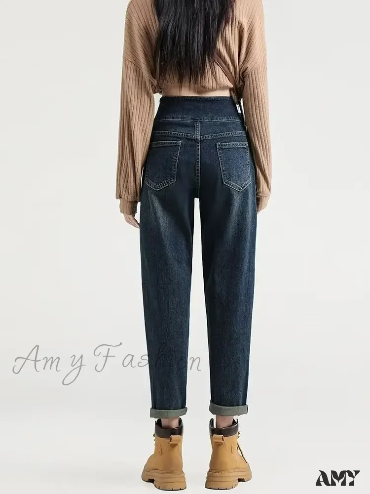 Amy Fashion - Versatile Light Color Thickened New Long Straight Art Natural Waist Fashion Jean - Image 2