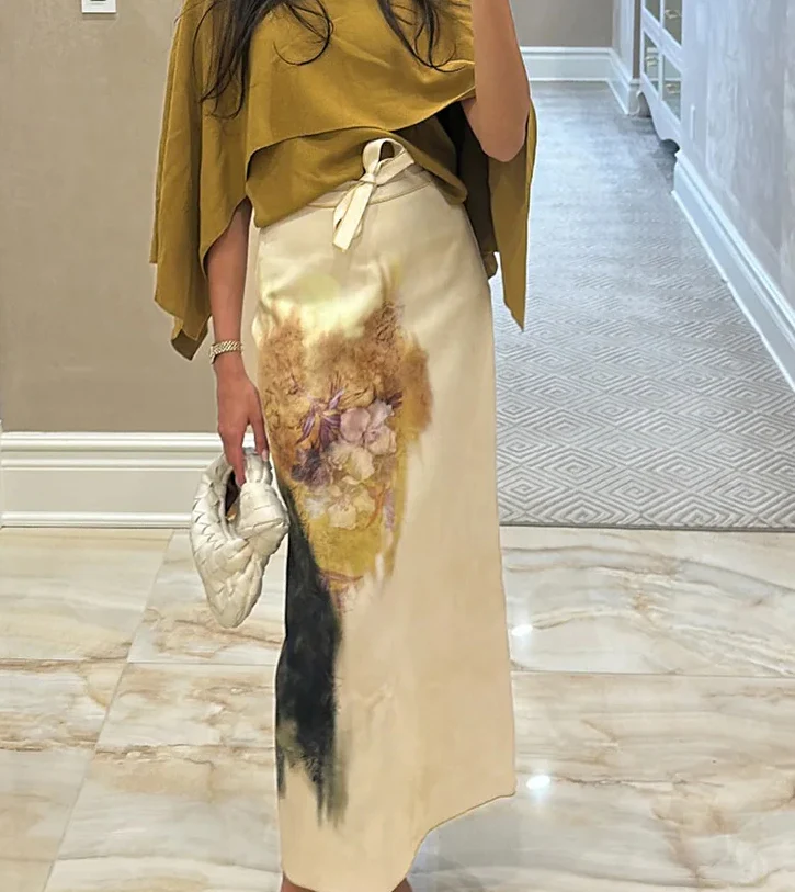 Versatile Printed High Waist Skirt - Image 2