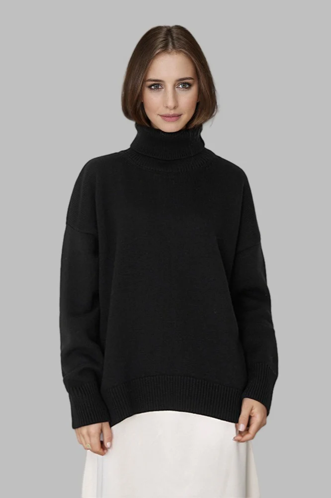Versatile Solid Turtleneck Euro Sweater - Image 10