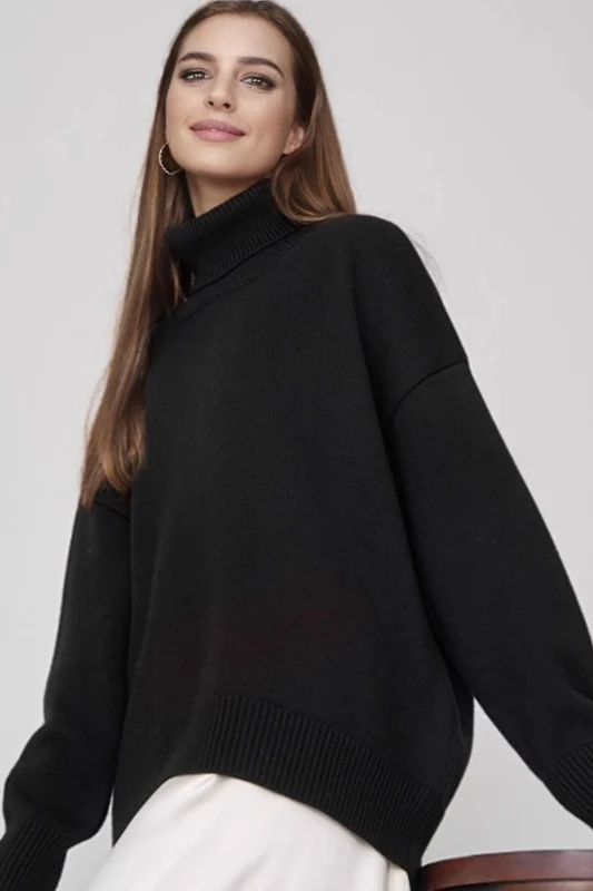Versatile Solid Turtleneck Euro Sweater - Image 11
