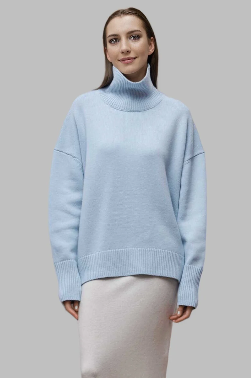 Versatile Solid Turtleneck Euro Sweater - Image 2
