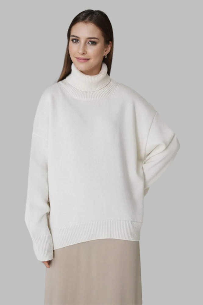 Versatile Solid Turtleneck Euro Sweater - Image 7