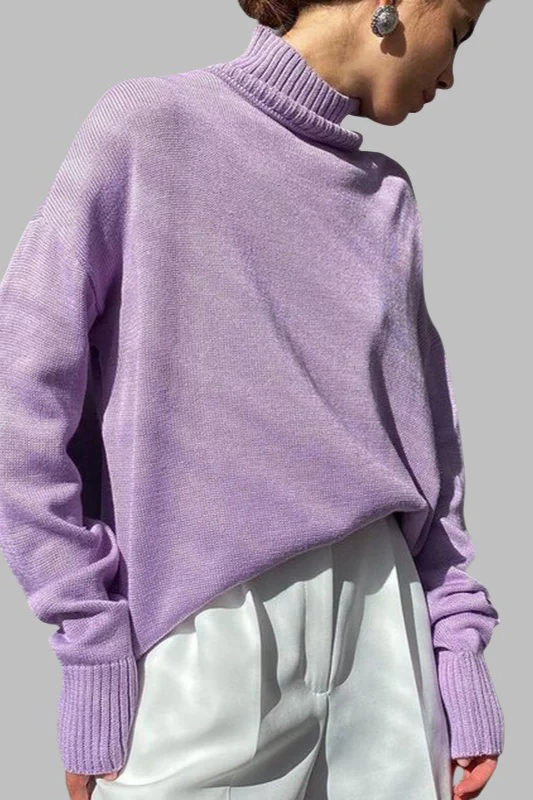 Versatile Solid Turtleneck Euro Sweater - Image 8
