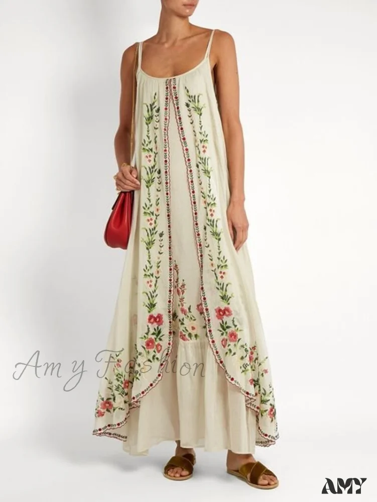 Amy Fashion - Vintage Spaghetti Strap Sleeveless Elegant Long Maxi Dress - Image 3