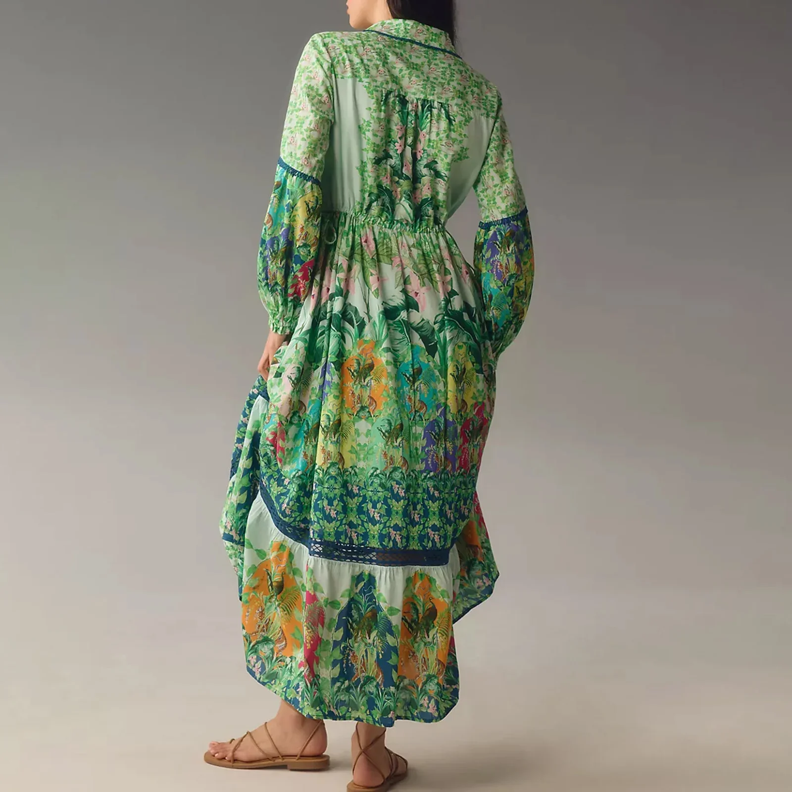 Vintage Floral Shirt Loose Vacation Dress - Image 2