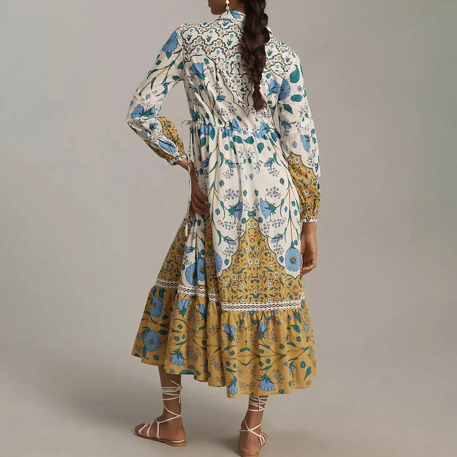 Vintage Floral Shirt Loose Vacation Dress - Image 4