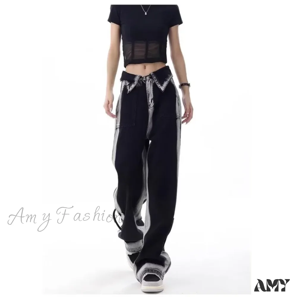 Amy Fashion - Vintage Harajuku Teenagers Y2k Aesthetic Clothing Autumn Baggy Jean