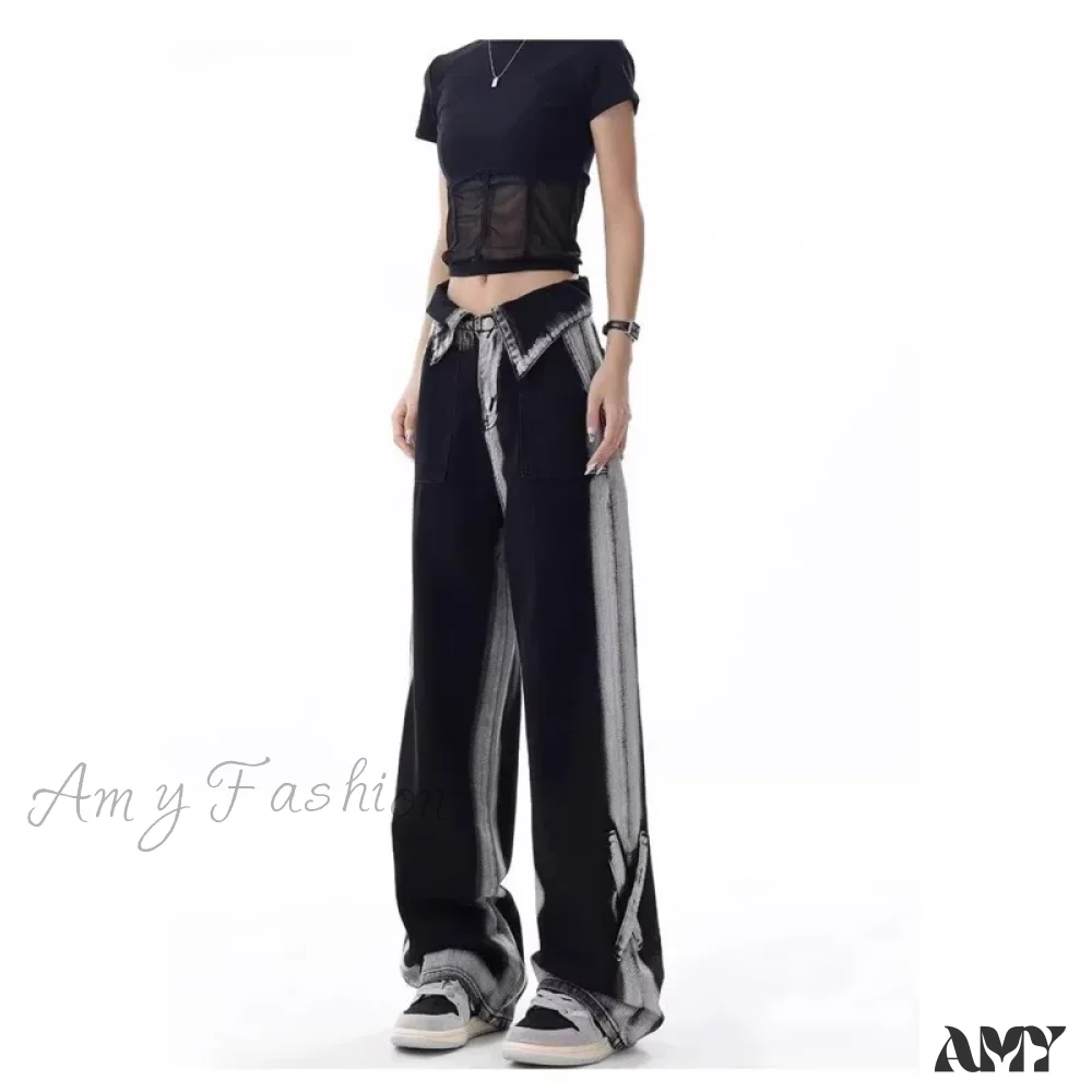 Amy Fashion - Vintage Harajuku Teenagers Y2k Aesthetic Clothing Autumn Baggy Jean - Image 3