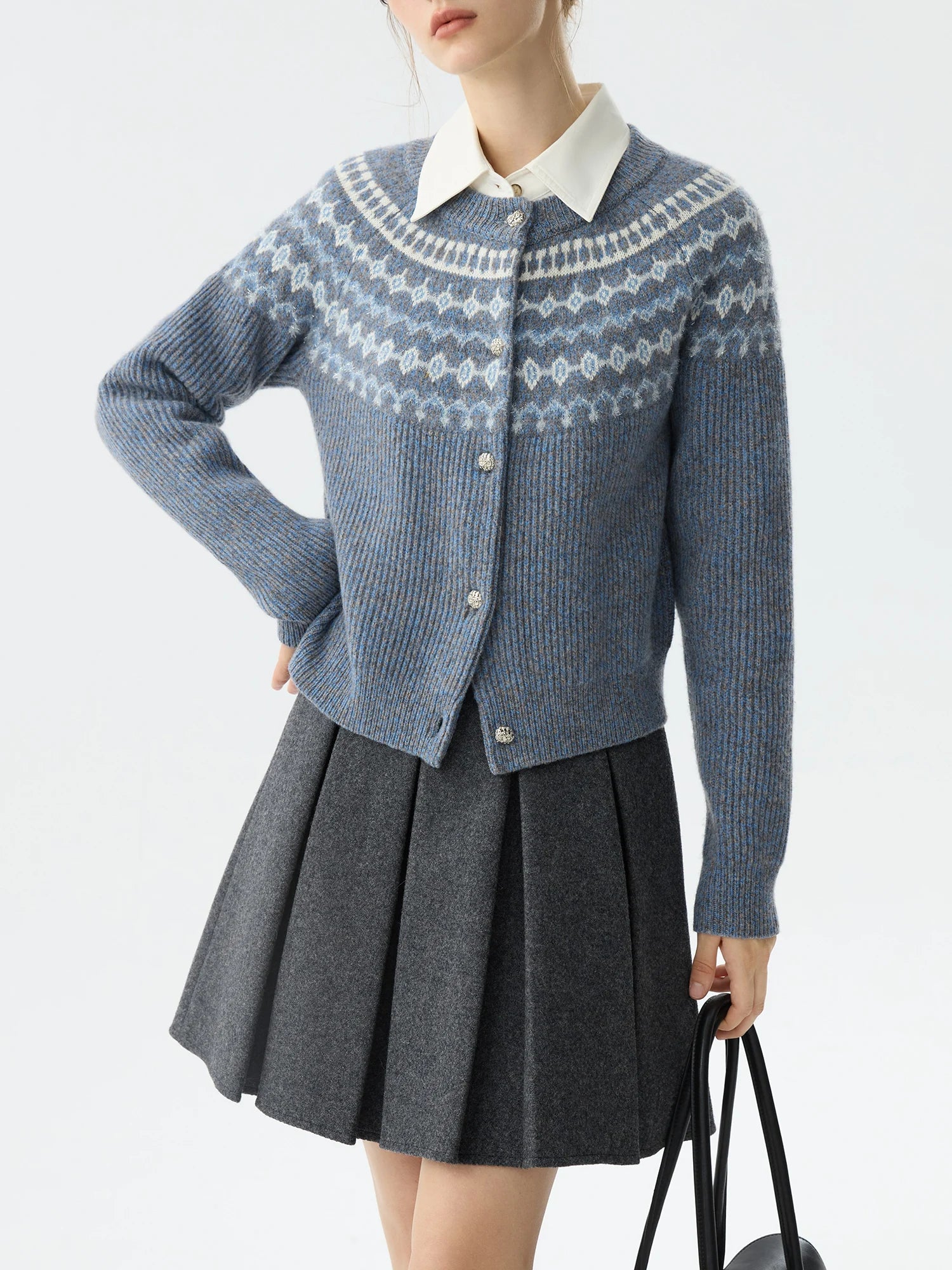 Vintage Jacquard Knit Winter Cardigan - Image 2