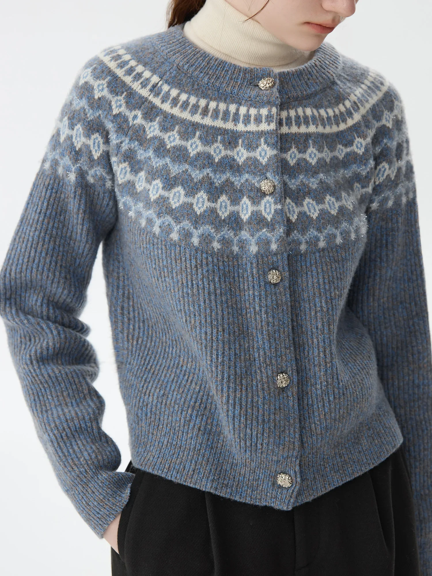 Vintage Jacquard Knit Winter Cardigan - Image 3