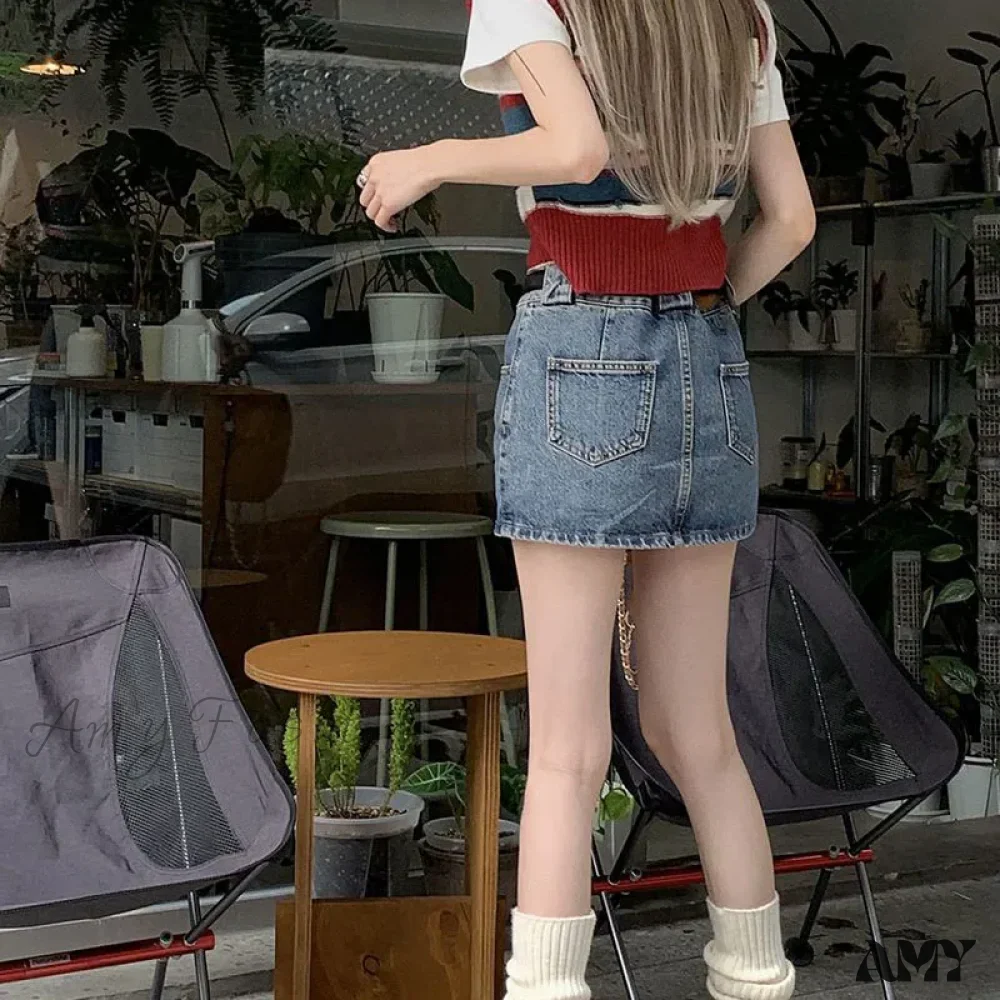 Vintage Korean High Waisted Slim Wrap Sexy Hot Streetwear Skirt - Image 6