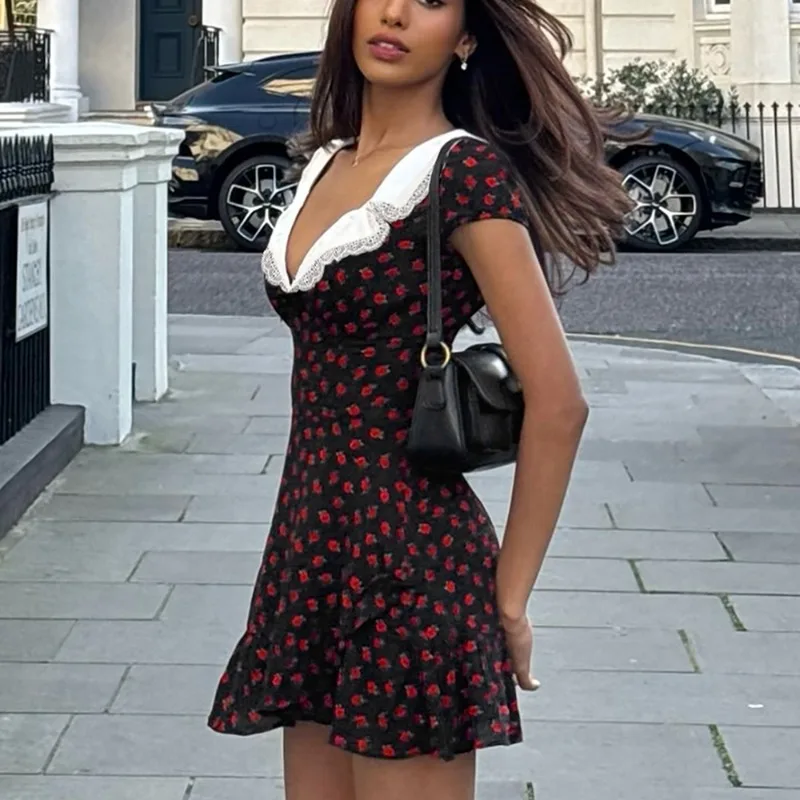 Vintage Printed Patchwork Mini Dress - Image 2