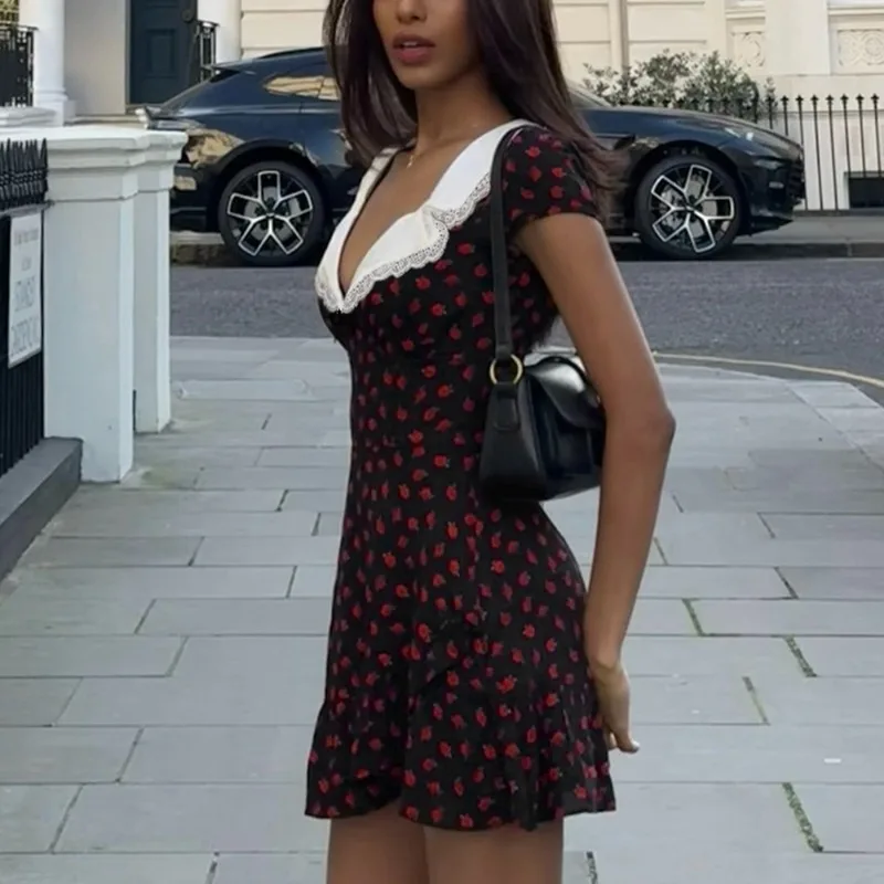 Vintage Printed Patchwork Mini Dress - Image 4