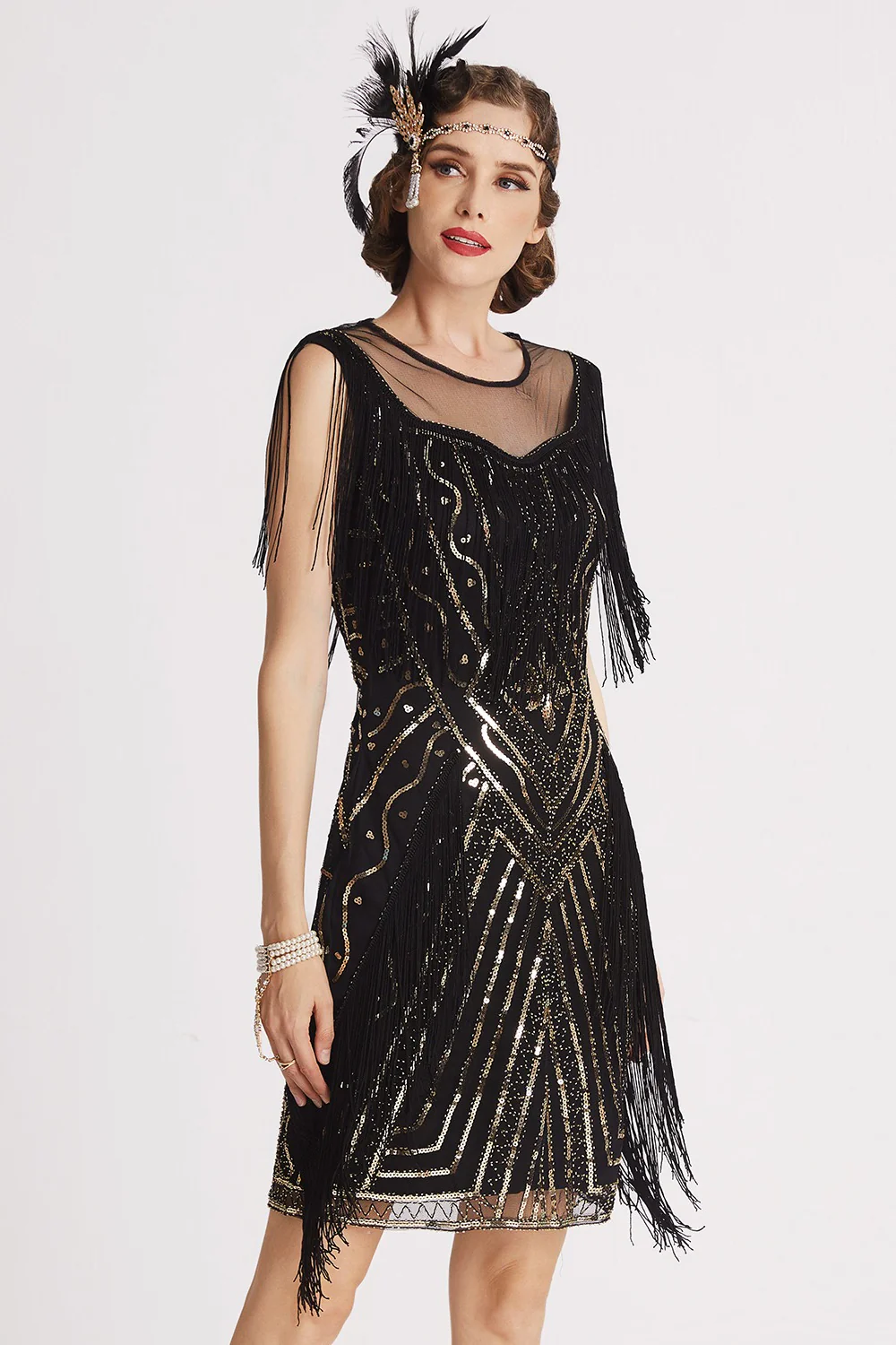 Vintage Sequin Fringe Performance Party Dress - Image 4